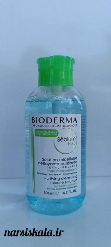 میسلار واتر بایودرما SEBIUM H2O مناسب پوست چرب و مختلط 500 میل