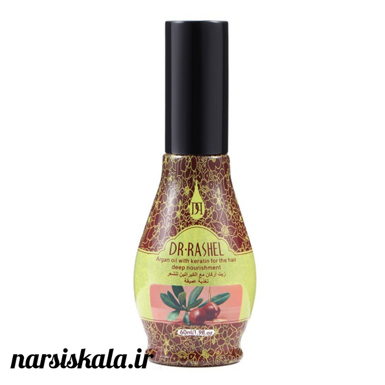 روغن مو آرگان و کراتین مغذی ضد ریزش دکتر راشل حجم60میل DR.RASHEL Argan Oil with Kratin for the Hair Deep Nourishment