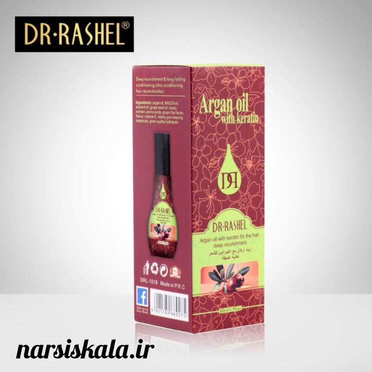 روغن مو آرگان و کراتین مغذی ضد ریزش دکتر راشل حجم60میل DR.RASHEL Argan Oil with Kratin for the Hair Deep Nourishment